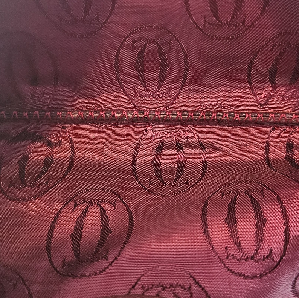 EUC Vintage Must de Cartier Bordeaux Leather Coin Purse Wristlet w/ Chain & Card - Picture 7 of 14